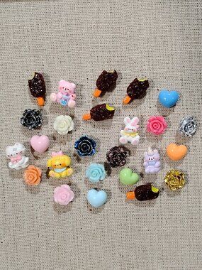 25 Pcs Baby Animals Ice Cream Metallic & Pastel Roses Hearts Bulletin Board Pins